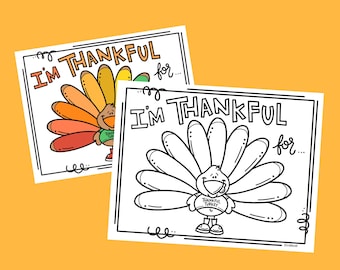 Målarbild för kalkon till Thanksgiving: Tacksamhetsaktivitet för barn (8,5x11)