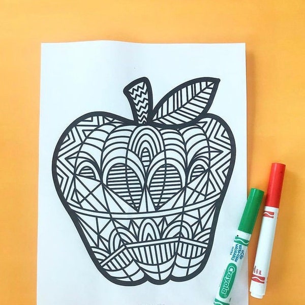 Apple mandala coloring page