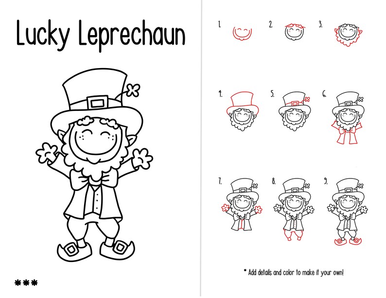 How to Draw a Leprechaun Printable Etsy
