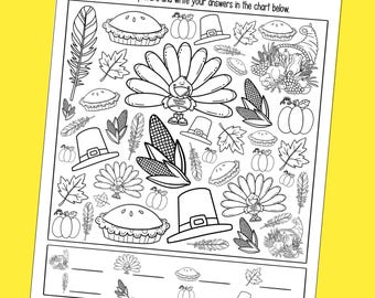 Thanksgiving I spy printable activity for kids