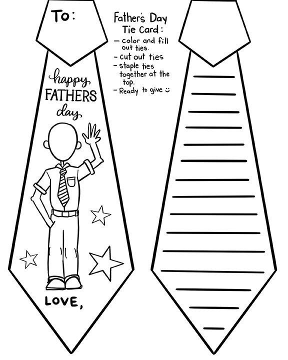 Easy Father s Day Tie Card For Kids To Make Etsy