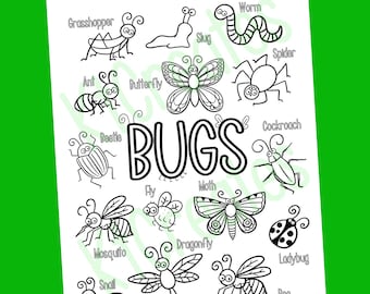 Bugs Coloring Sheet: Kids Activity Page (8.5x11 in)