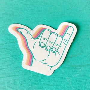 Hang loose, Shaka vinyl glossy beach sticker