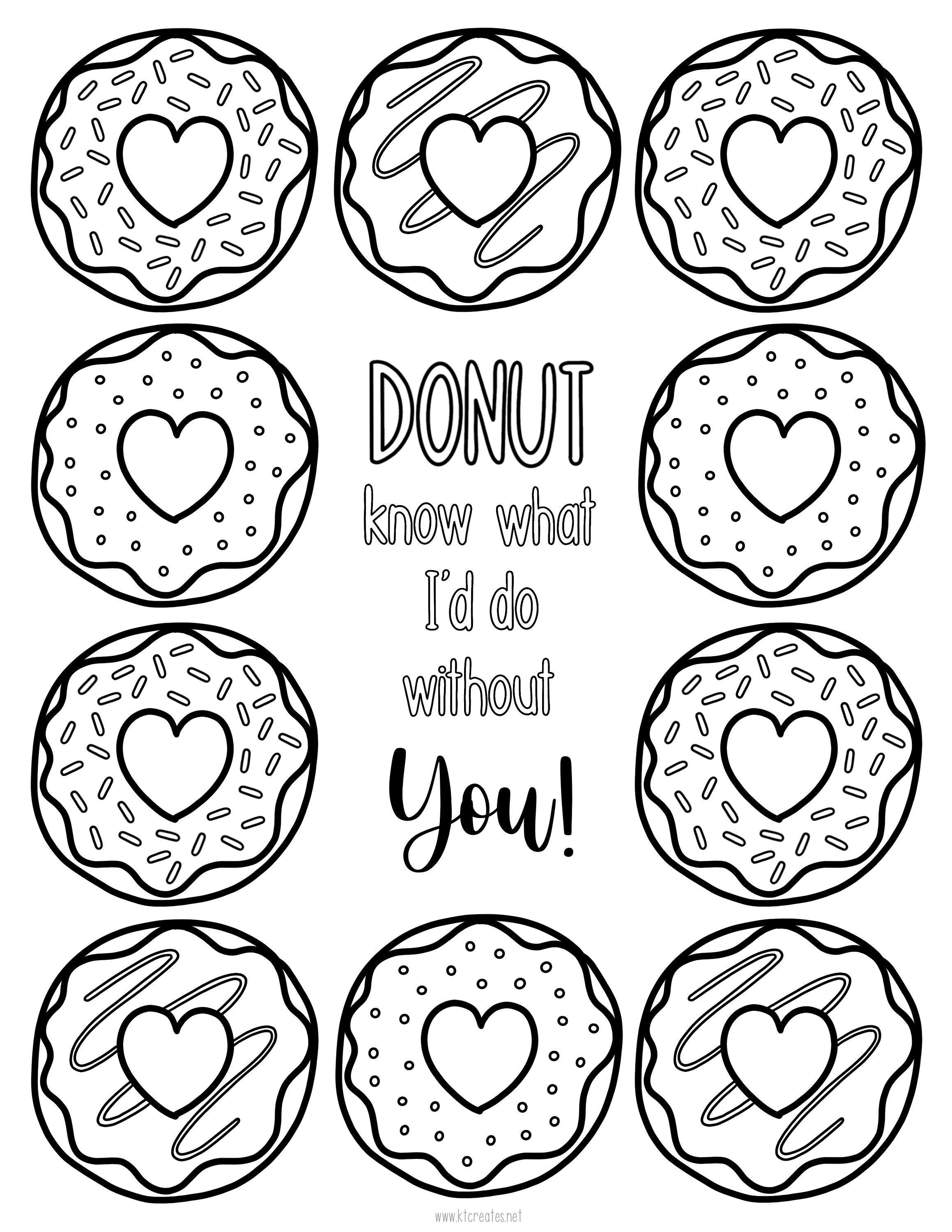 Valentines Donuts Coloring Page Etsy