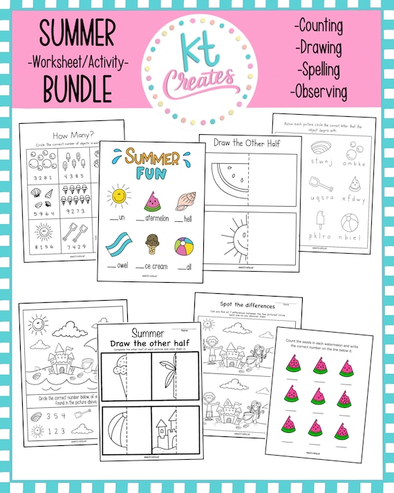 summer fun bundle activities and worksheets etsy