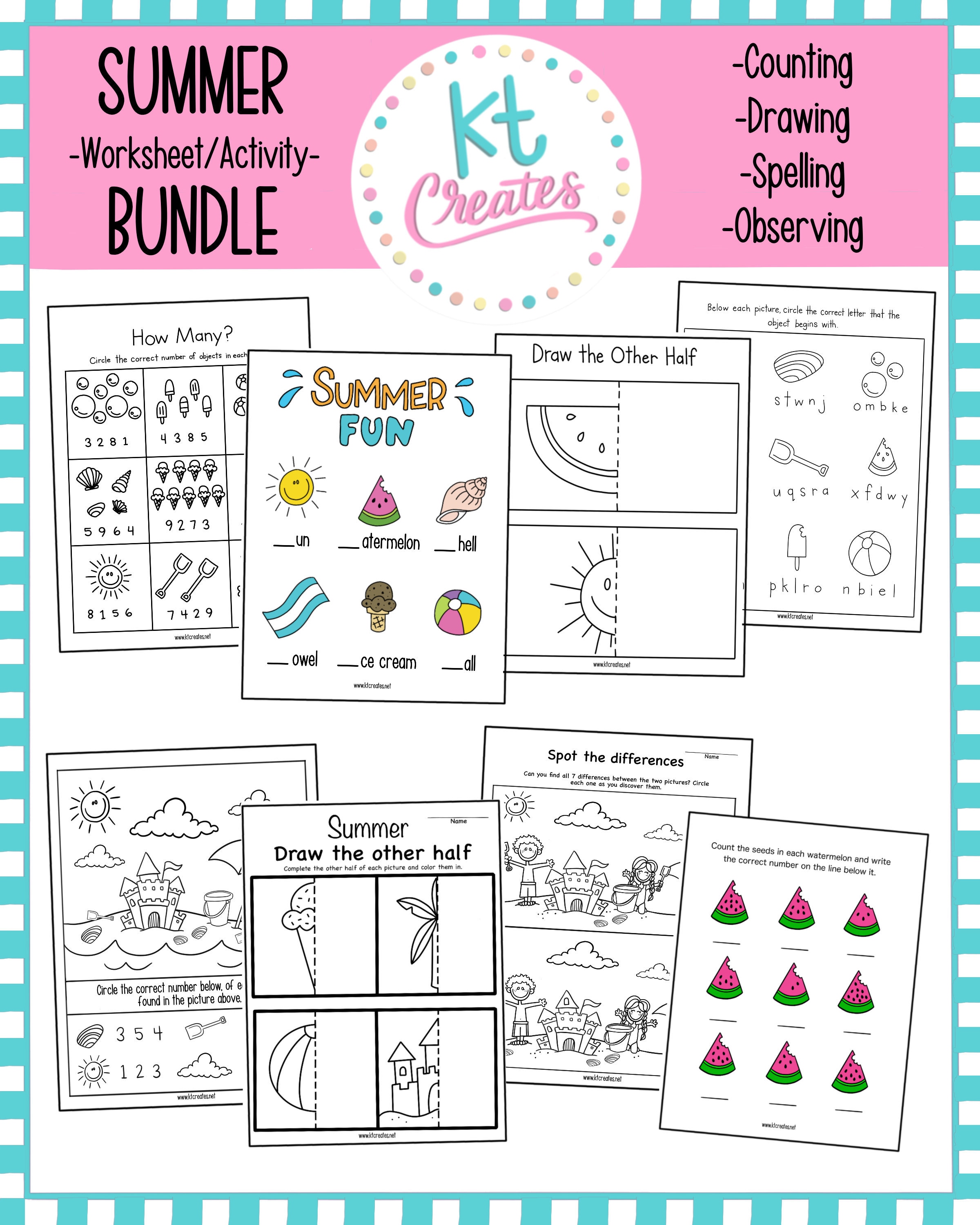 summer fun bundle activities and worksheets etsy