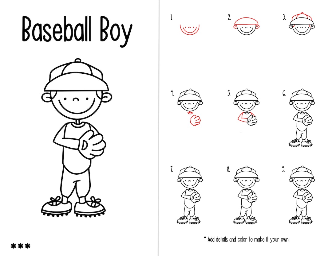 How to Draw Baseball Boy Etsy