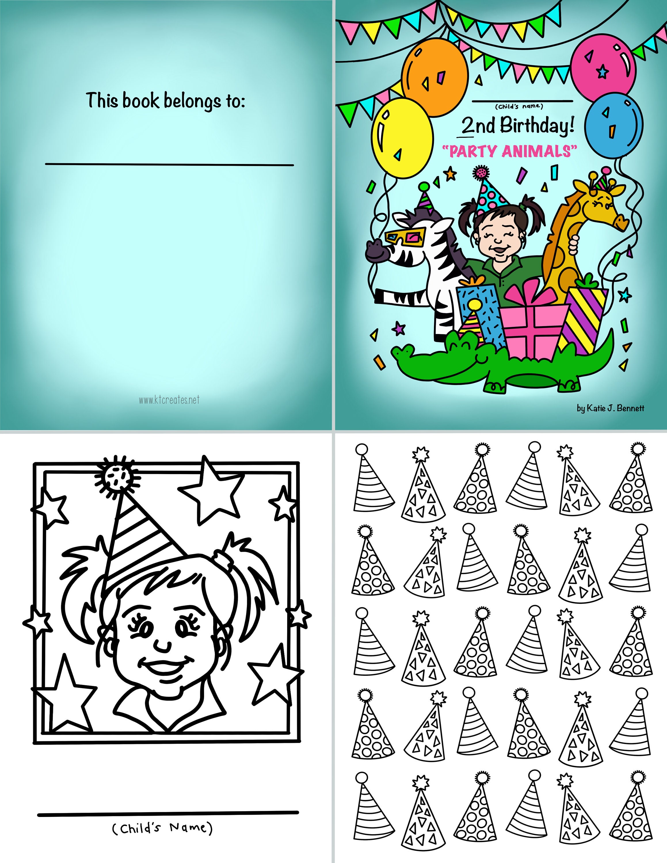 Mini customizable Coloring Book Party Favor party Animals Etsy