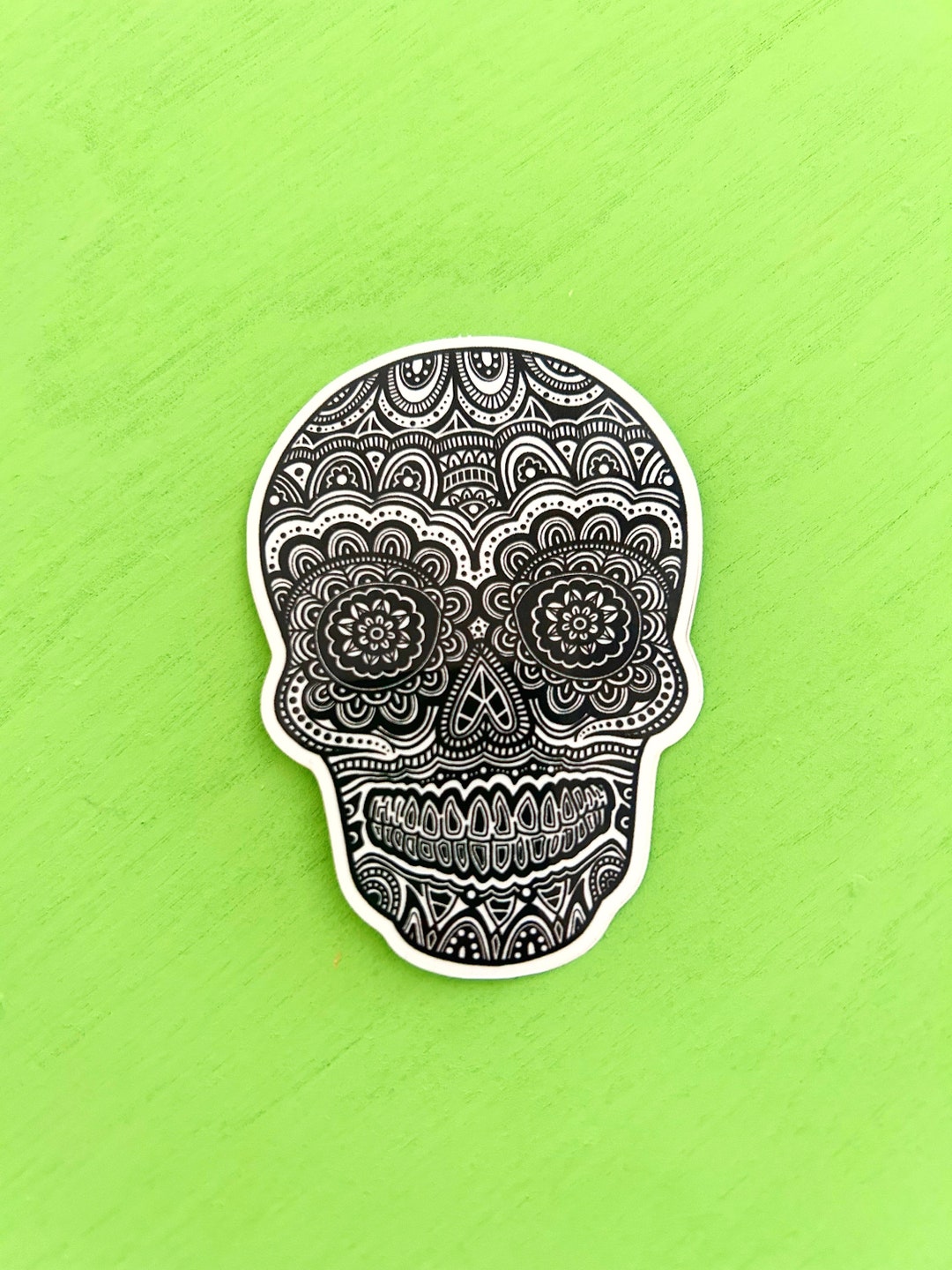 Sugar Skull, Mandala Skull, Zentangle Skull Vinyl Sticker Etsy
