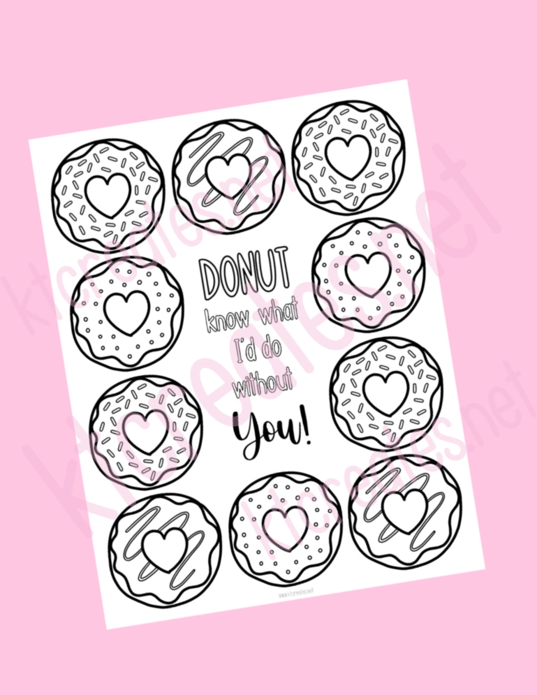Valentine’s Day Donuts Coloring Page, Donuts, Donuts Coloring Page - Etsy
