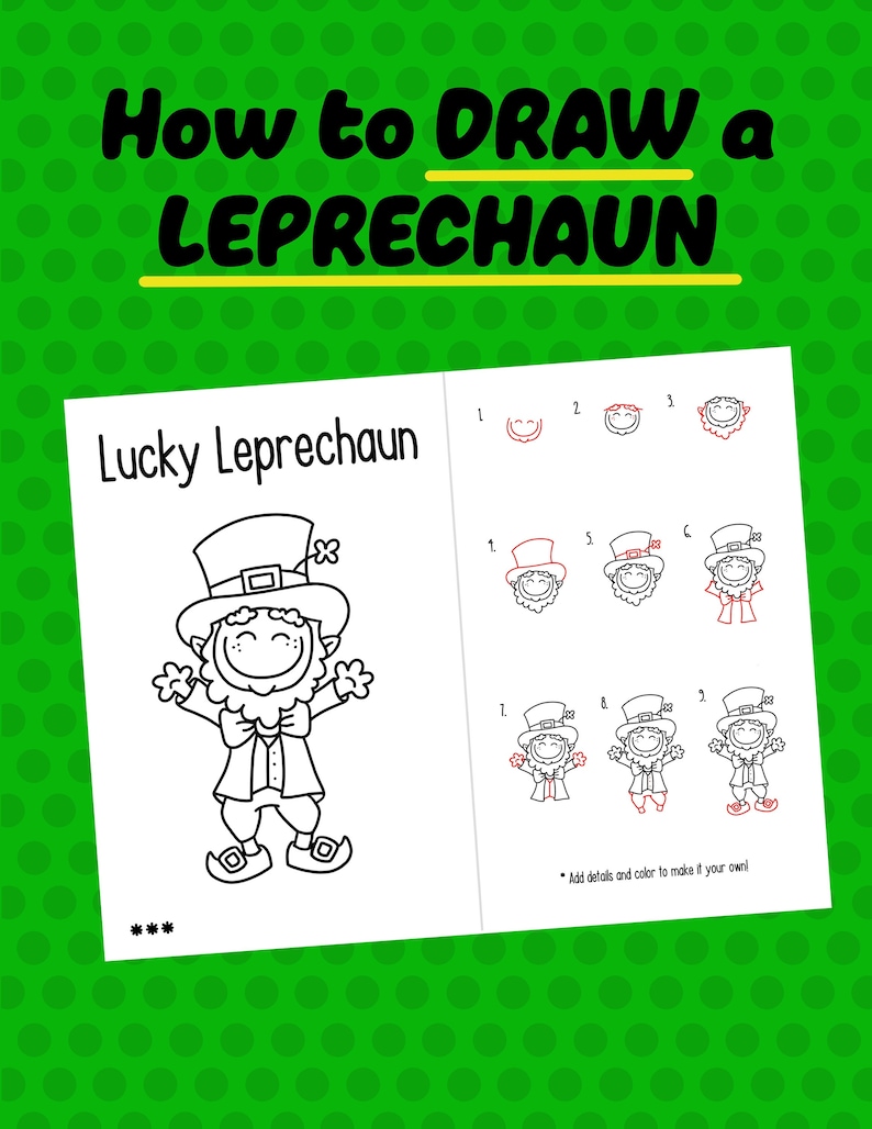 How to Draw a Leprechaun Printable Etsy