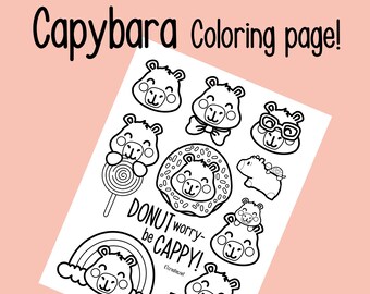 Downloadable capybara coloring page