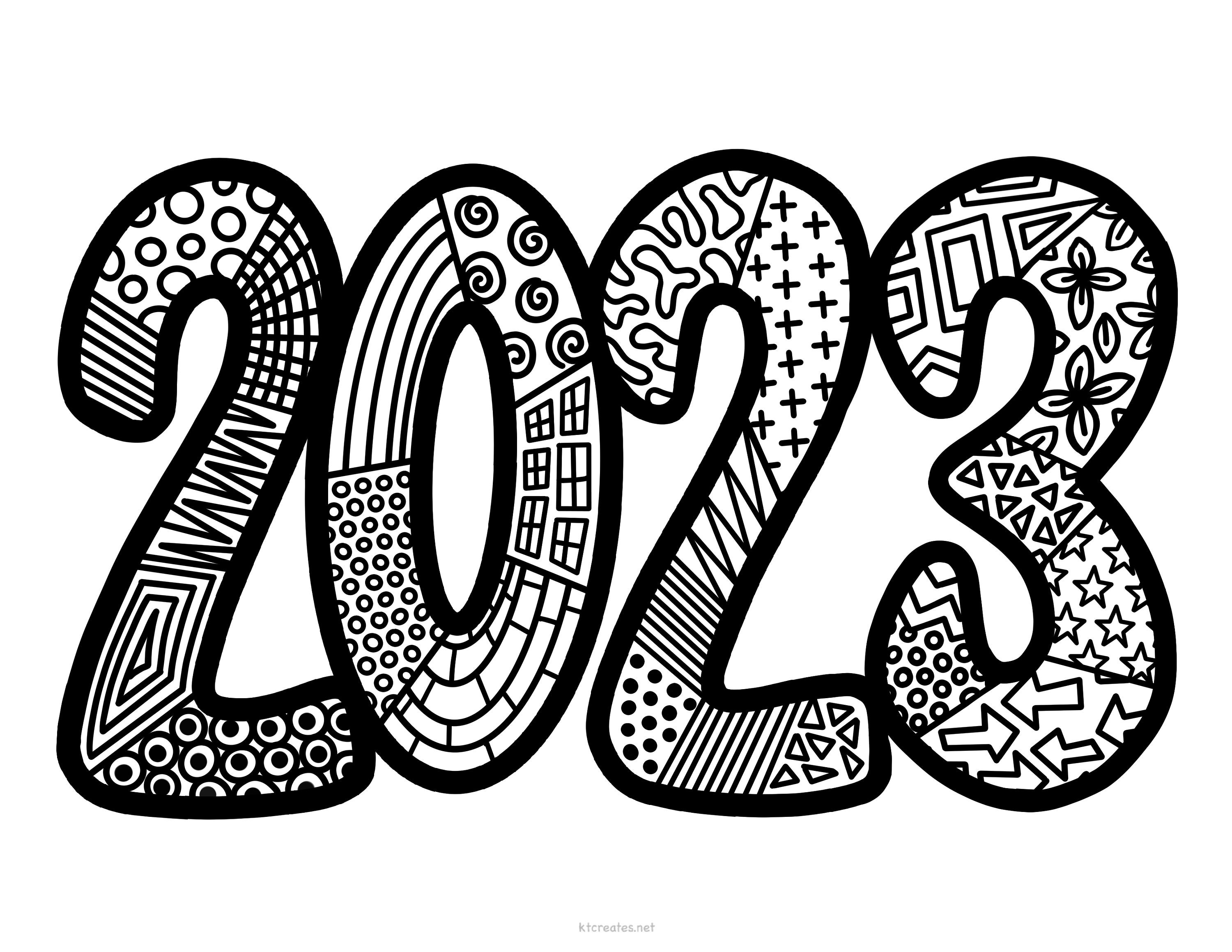 New Year 2023 Mandala Zentangle Coloring Page Etsy Uk