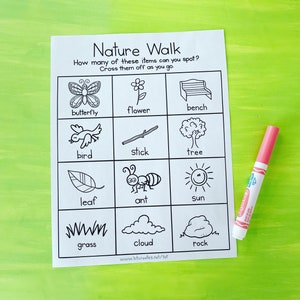 Nature walk scavenger hunt