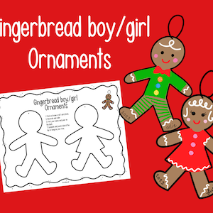 Christmas Paper gingerbread boy/girl tree ornament craft printable