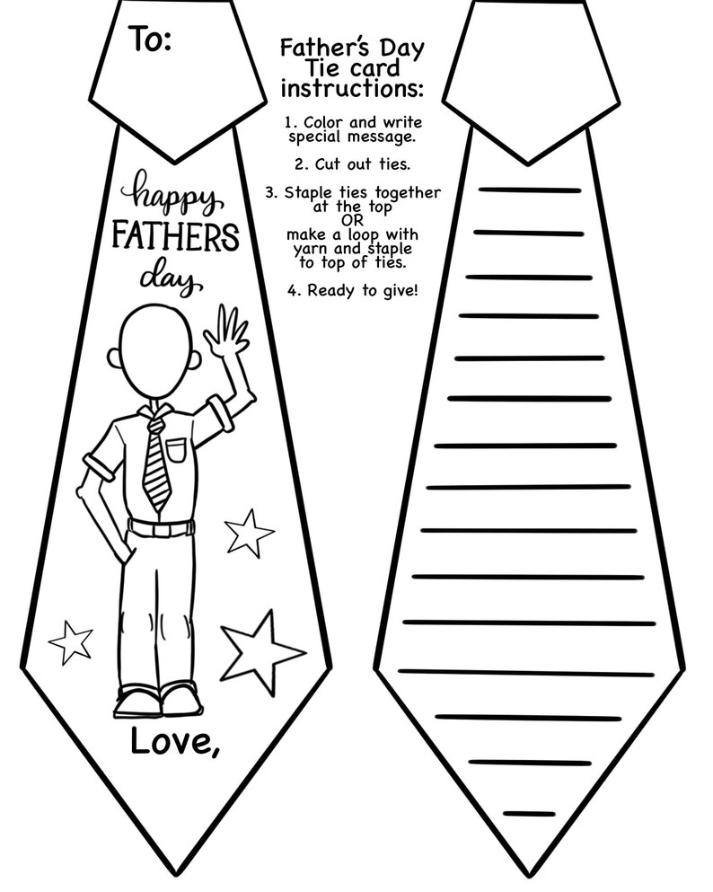 easy fathers day tie card for kids to make etsy