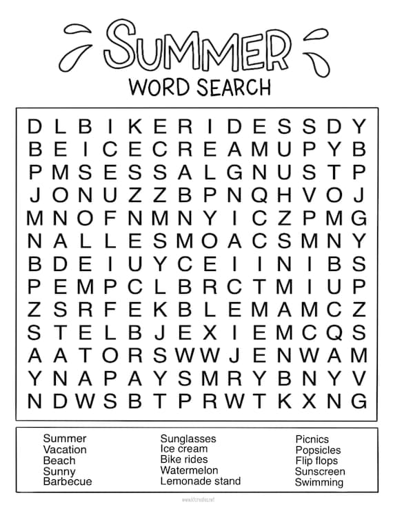 summer wordsearch printable etsy