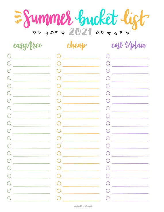 2021 Summer Bucket List Etsy