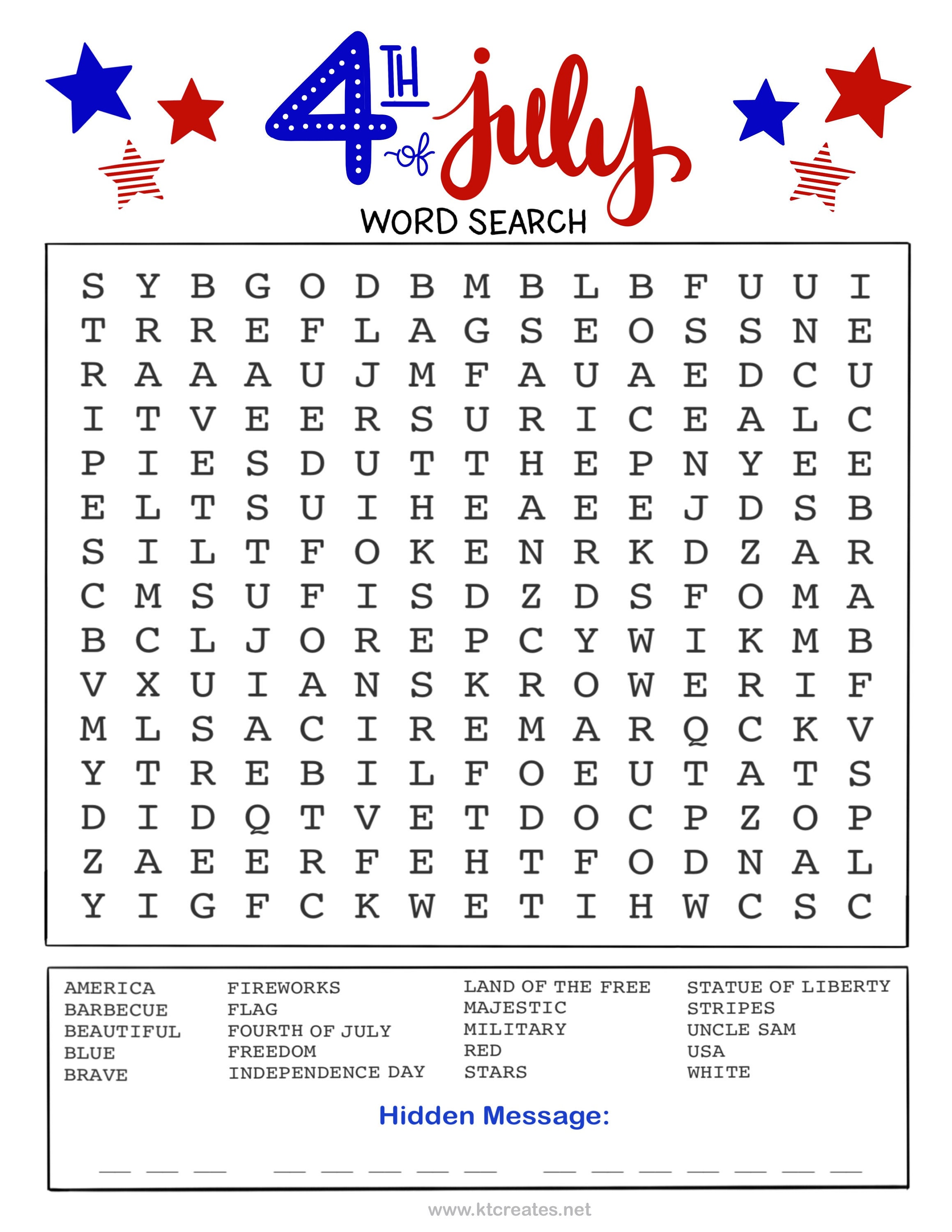 4th of July Word Search - Etsy