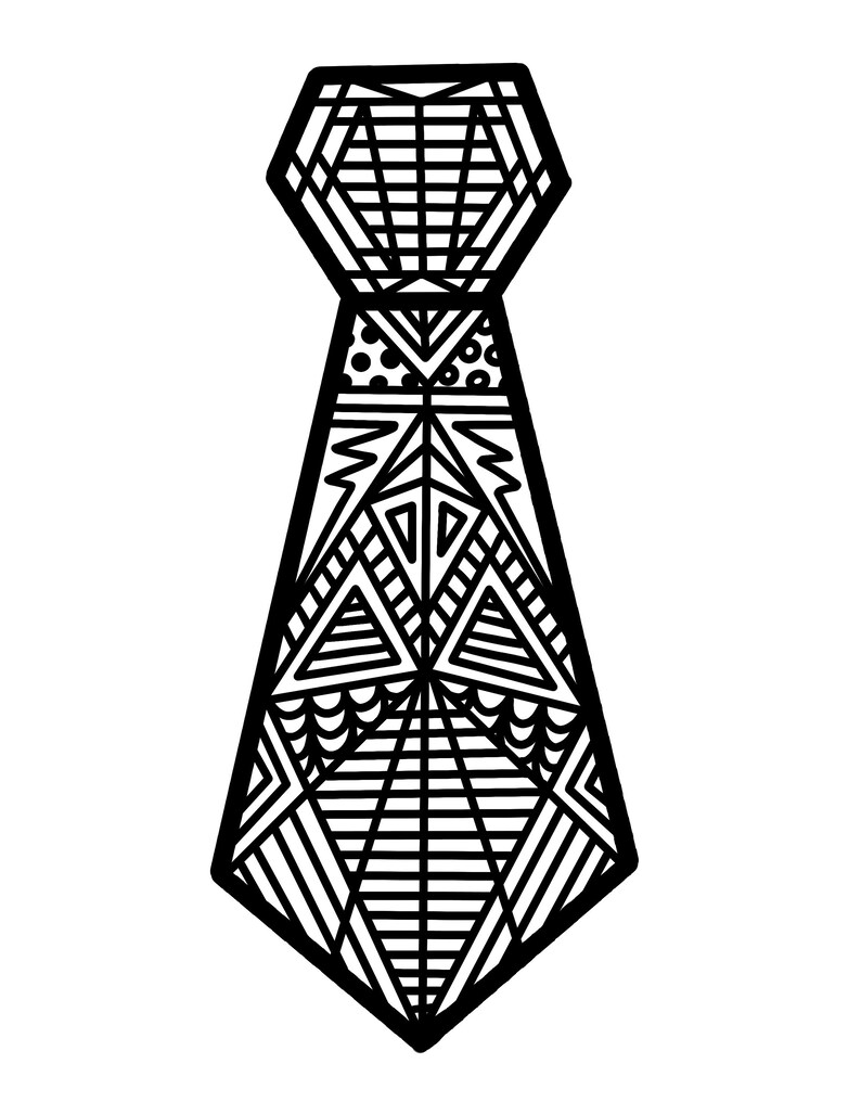 Fathers Day Tie Mandala/Coloring page | Etsy