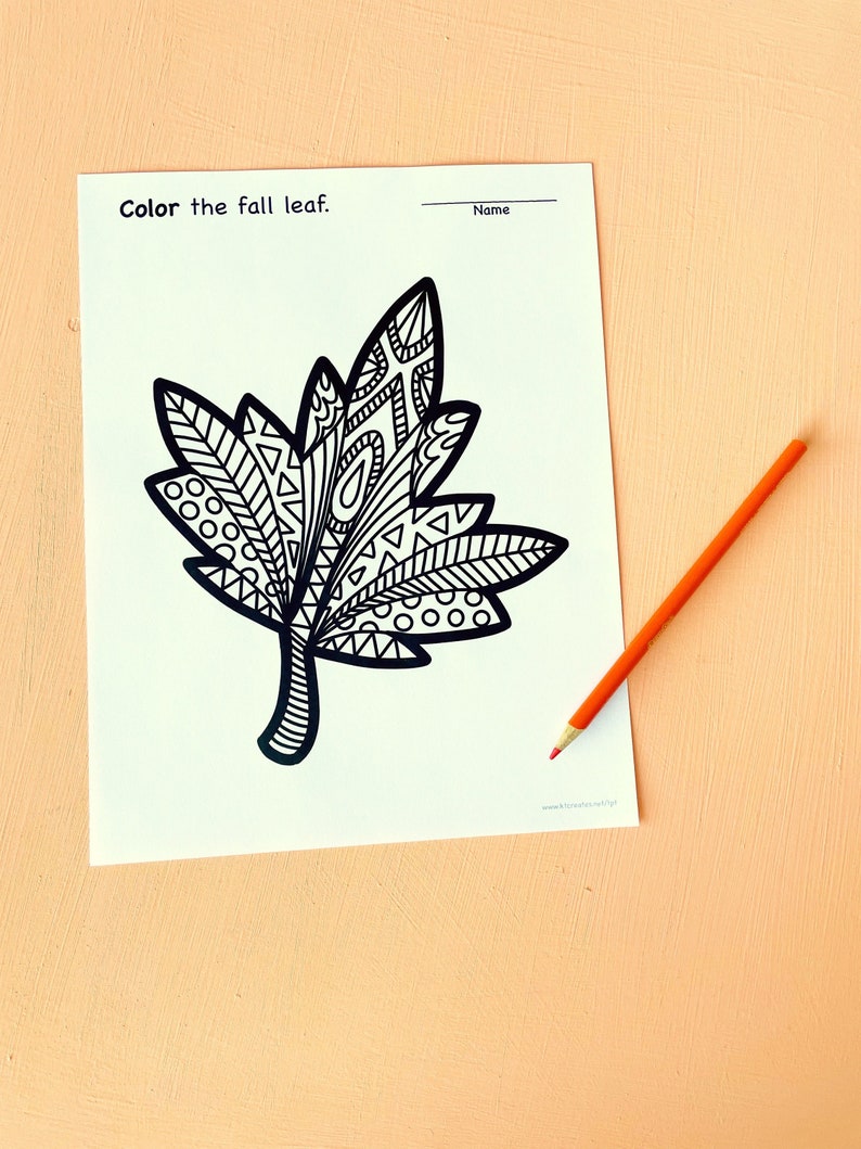 Leaf Mandala Coloring Page Activity for Kids and Adults Etsy