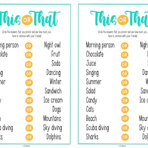 This or That get to know you back to school activity game printable