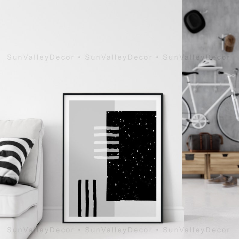 Minimalist Wall Art, Geometric Wall Art, Modern Wall Art, DIGITAL DOWNLOAD, Abstract Printable, Black and White Art image 3