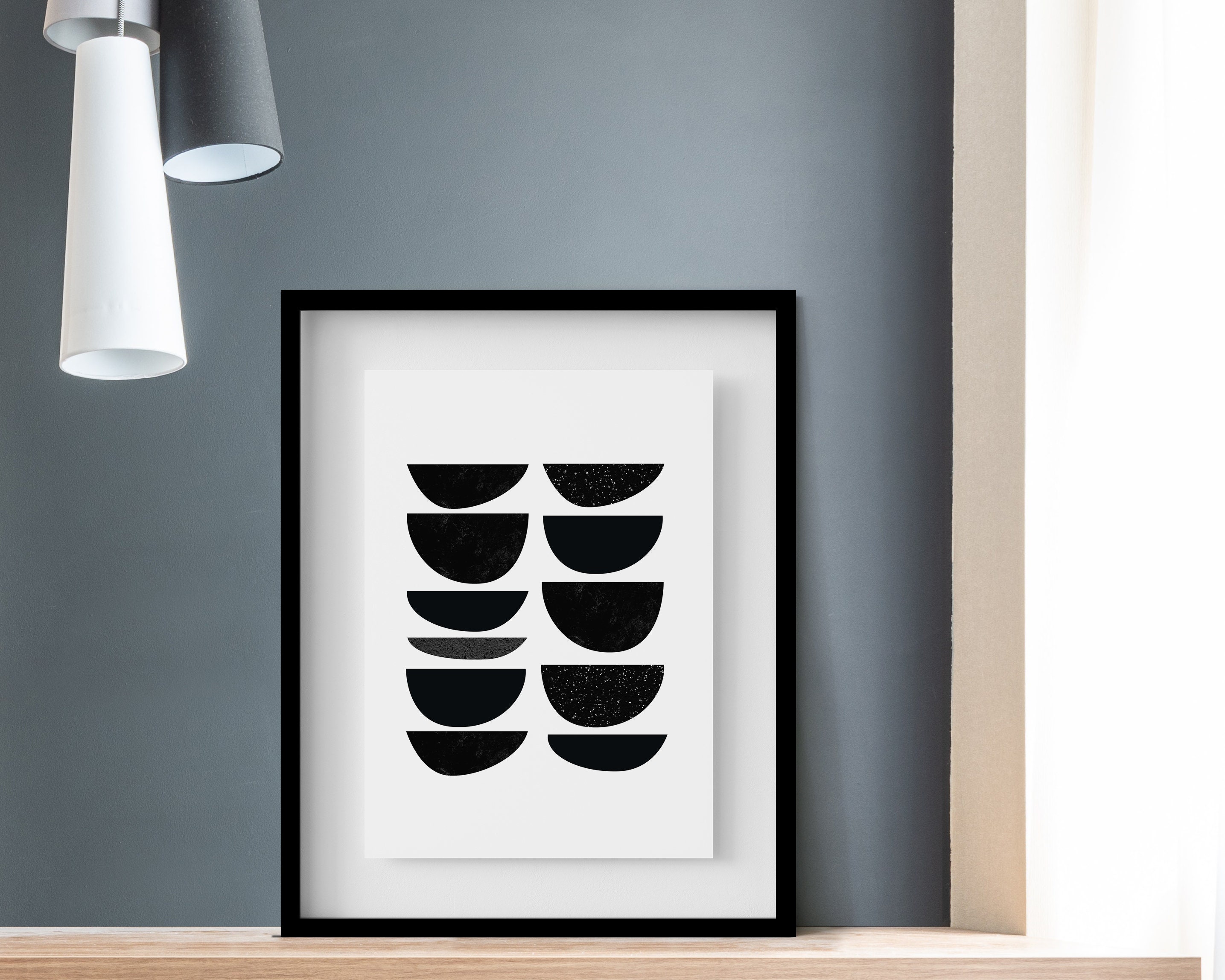 Modern art print PRINTED wall art black and white wall art | Etsy