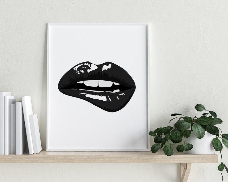 Fashion Wall Art Lips Print Black and White Print Lips Wall Etsy