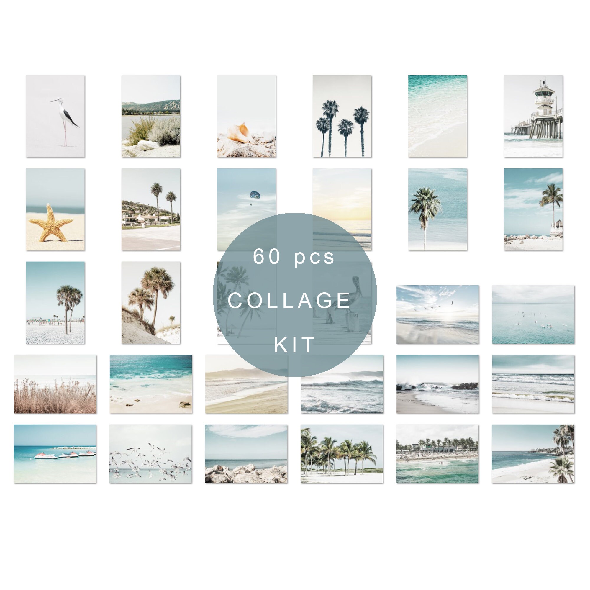 Coastal Collage Kit 5x7 Pastel Beach Collage Kit Instant - Etsy