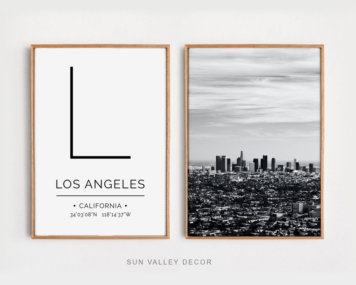 Los Angeles Prints LA Prints Set LA Wall Art Minimalist Art Etsy