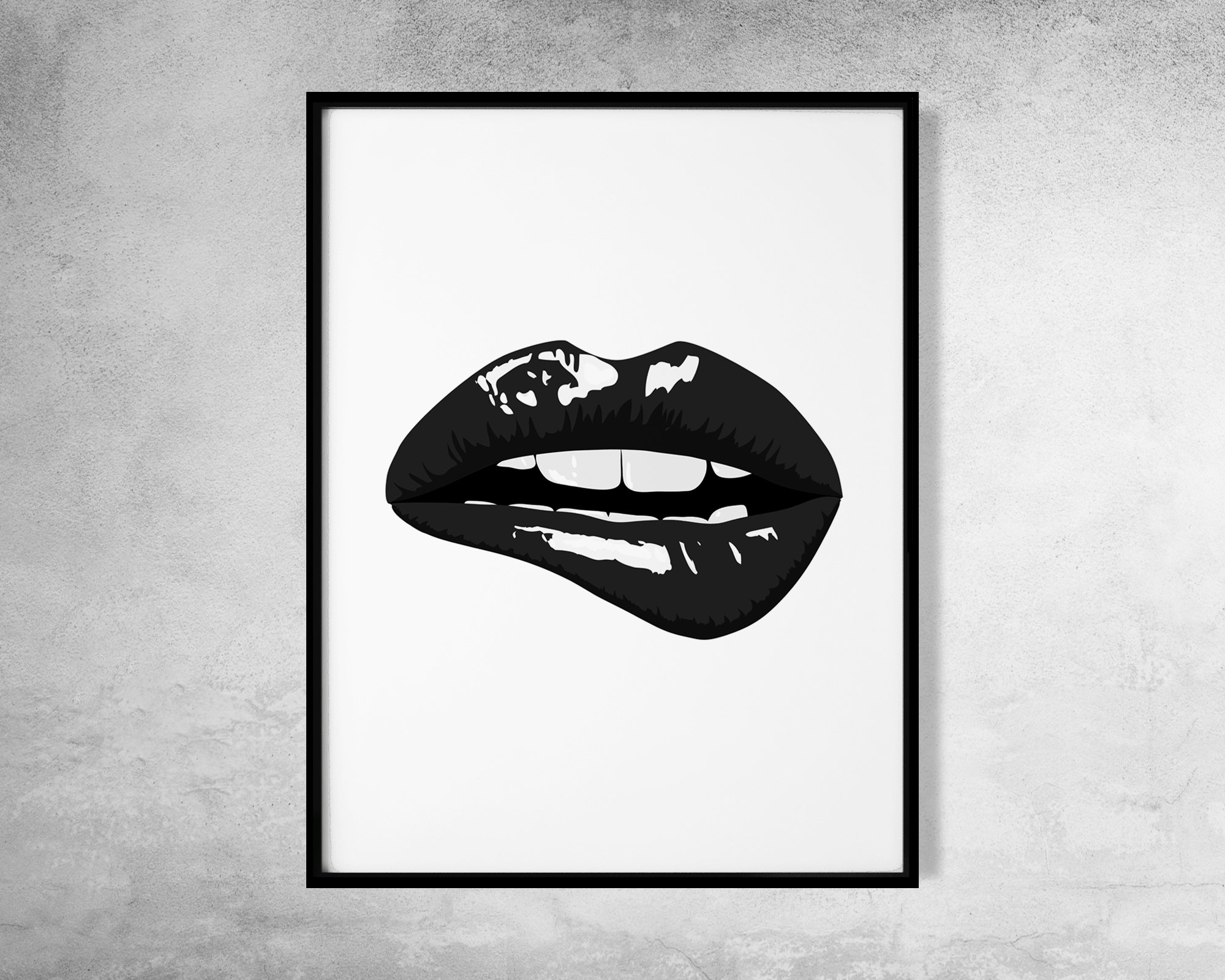 Fashion Wall Art Lips Print Black And White Print Lips Wall Etsy