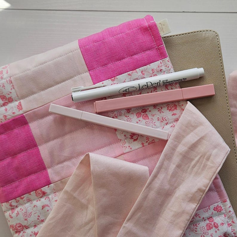 Handmade Pink Floral Patchwork Quilted Bible Cover – Christian Gift image 2