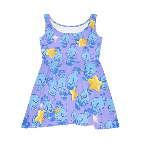 Hero Chao from Sonic the Hedgehog Women's Skater Dress, Cute Gamer Fashion, Video Game Inspired Clothing, Gifts for Gamers, Casual Wear