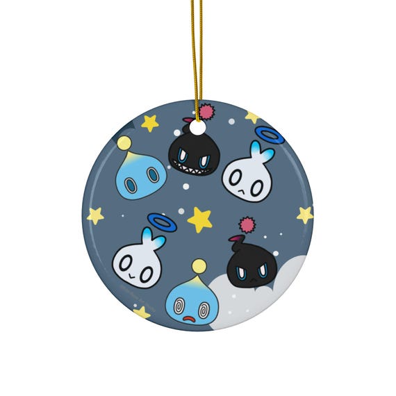 Ceramic Ornaments, Sonic The Hedgehog Chao Design, 2-Side Print, (1pc, 3pcs, 5pcs, 10pcs), Christmas Tree Decor, Holiday Gift, Collectible