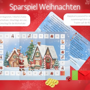 Sparchallenge  Sparspiel Weihnachten Klappkarte passend für A6 Binder inkl. Würfel, Lose, / sparen / Spar Challenge/