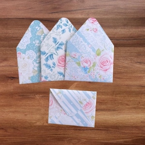 Mini envelopjes met pastel bloemenmotief voor Kerstmis, verjaardagen, scrapbooking, bruiloften en knutselen