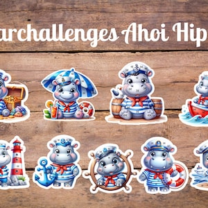 Sparchallenge „Ahoi Hippo“ – Nilpferd Matrose | Maritime Spar Challenge | Sparspiel | Geld sparen | Budget Binder