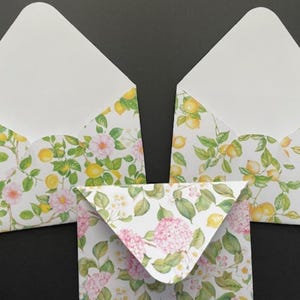 Mini Briefumschläge mit Motiv Zitronen floral  2 Größen , Geburtstag ,Scrapbooking,  Hochzeit, basteln