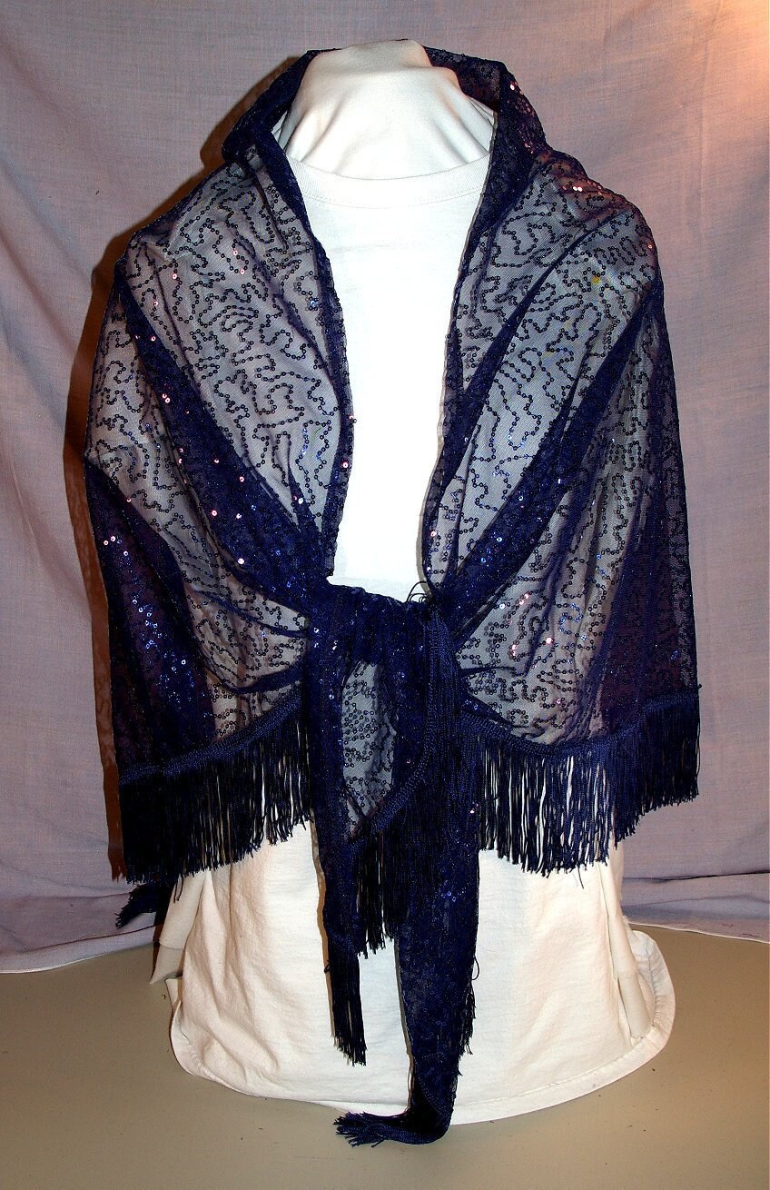 navy blue sequin shawl