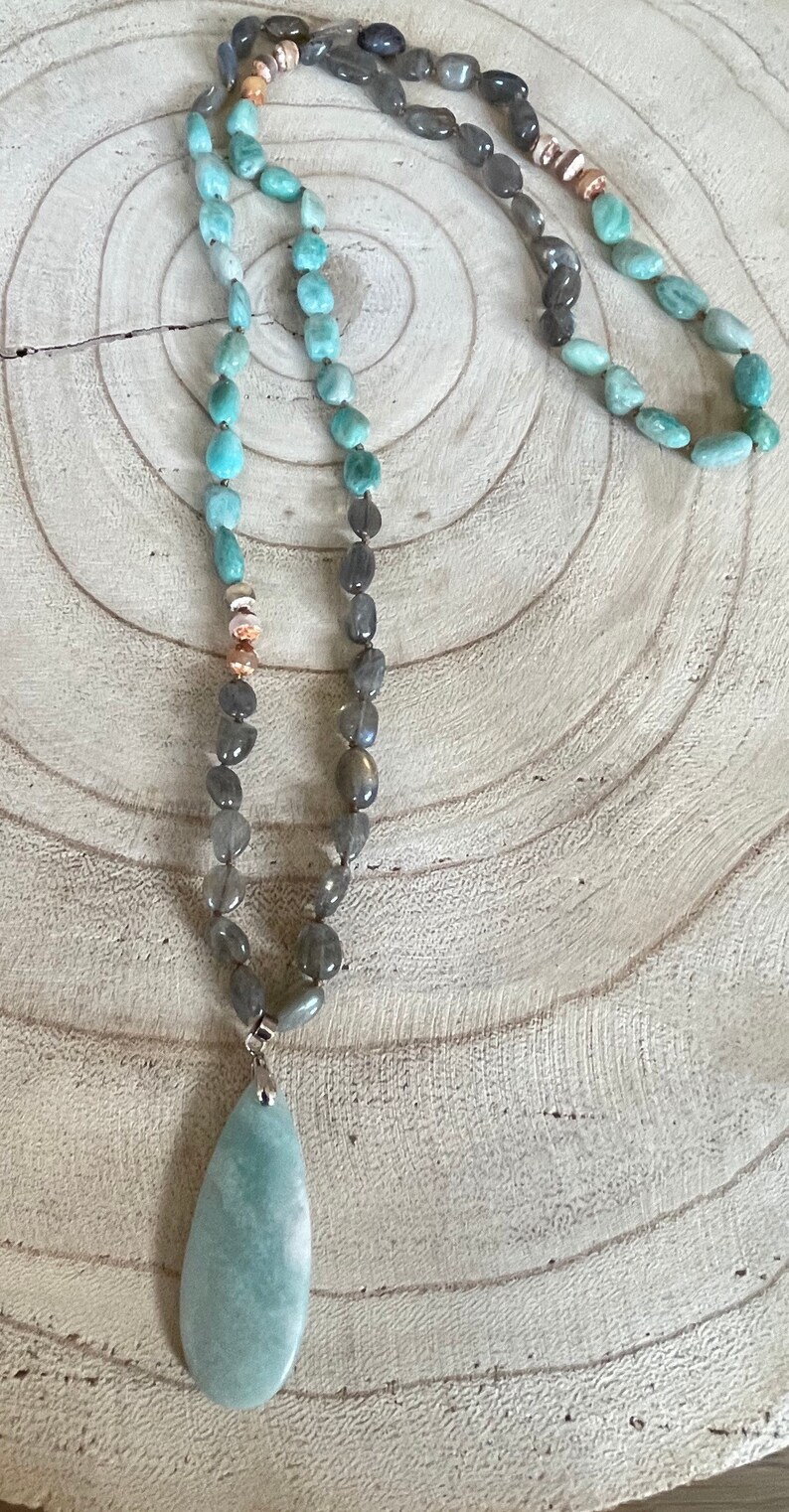 Labradorite Onyx Amazonite Natural Stone Necklace