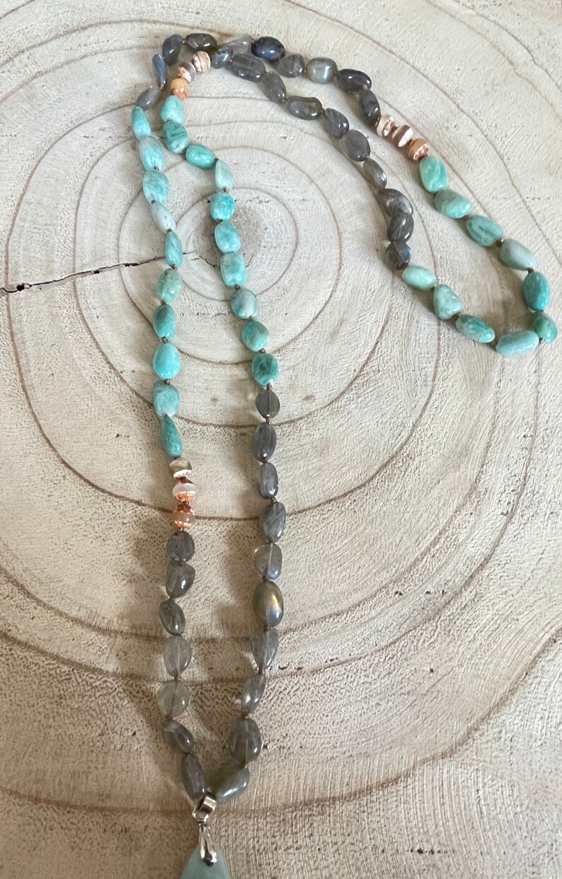 Labradorite Onyx Amazonite Natural Stone Necklace