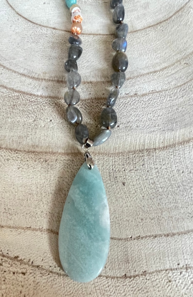 Labradorite Onyx Amazonite Natural Stone Necklace