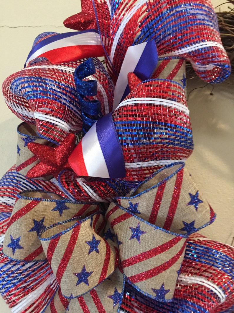 Red white and blue wreath 4th of july wreath Patriotic grapevine wreath