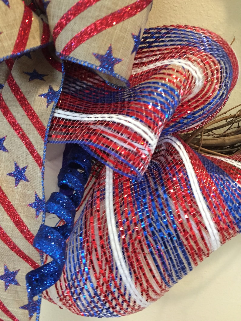Red white and blue wreath 4th of july wreath Patriotic grapevine wreath