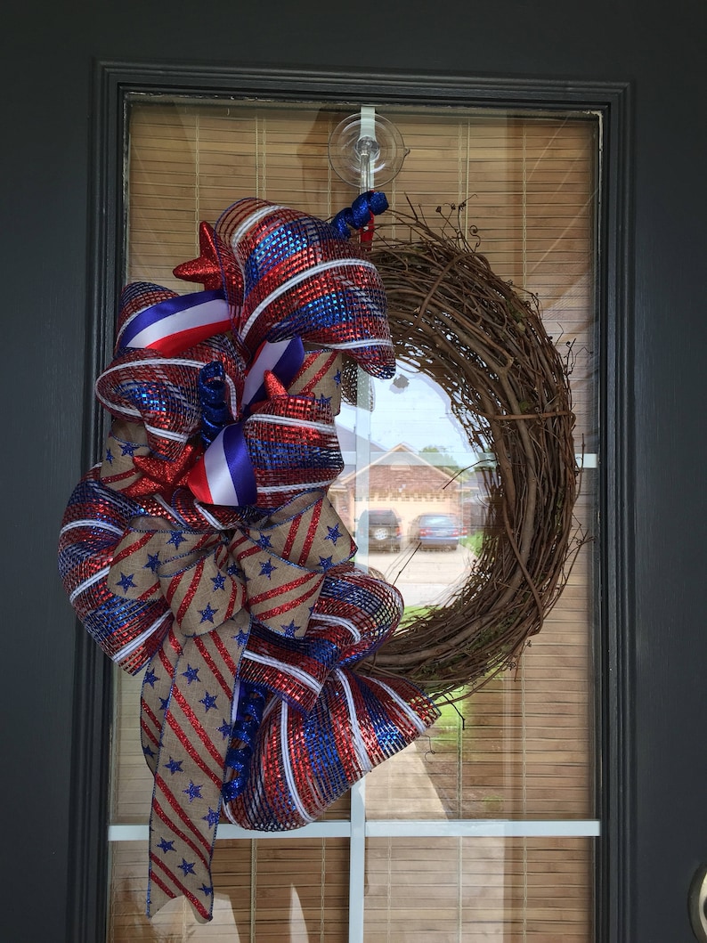 Red white and blue wreath 4th of july wreath Patriotic grapevine wreath