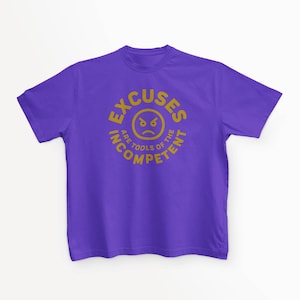 Excuses Kids T-Shirt - Gold on Purple | D9 Omega OPP Fraternity Daddy and Me Apparel
