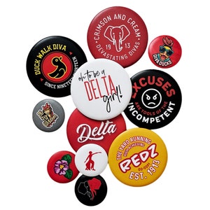 DST Themed Button Pack | D9 Black Sorority Crossing Gift, Delta Buttons, Greek Gift, Gift for Delta Girl