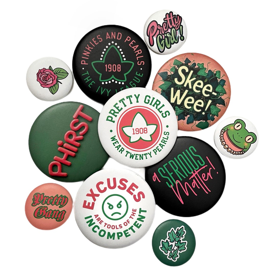 Pink & Green Sorority Button Pack: Alpha Crossing Gift - Etsy