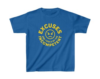 Excuses Kids T-Shirt - Yellow on Blue | D9 SG Rho Sorority Mommy and Me Apparel